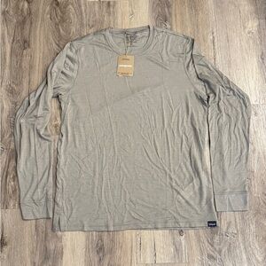 Patagonia Men's Capilene Cool Merino Wool Blend Long Sleeve Shirt in Light Gray